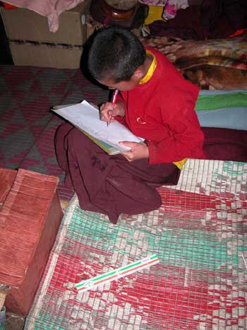 Young nun writing